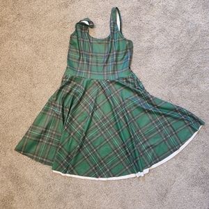 Blackmilk Tartan Green Scoop Skater Dress